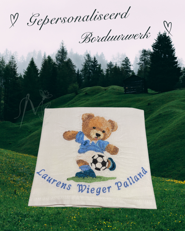 Wieglaken Voetbalbeer blauw